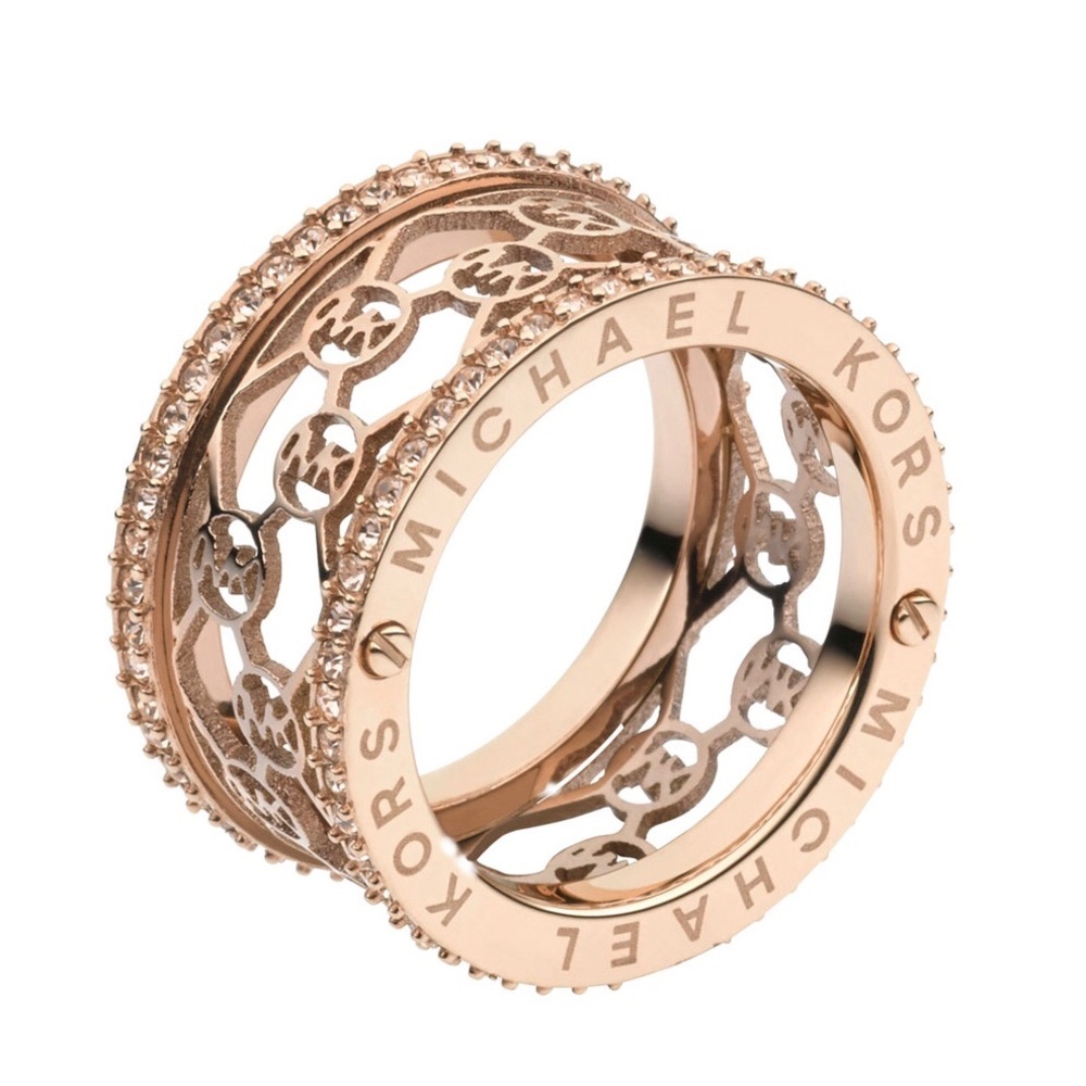 NWT Michael Kors Monogram Ring Rose Gold w/ Pouch
